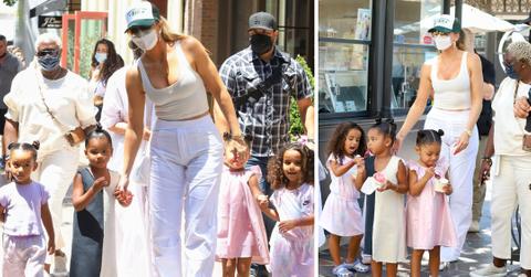 khloe kardashian and kris jenner take true stormi north and chicago for an ice cream outing at the grove