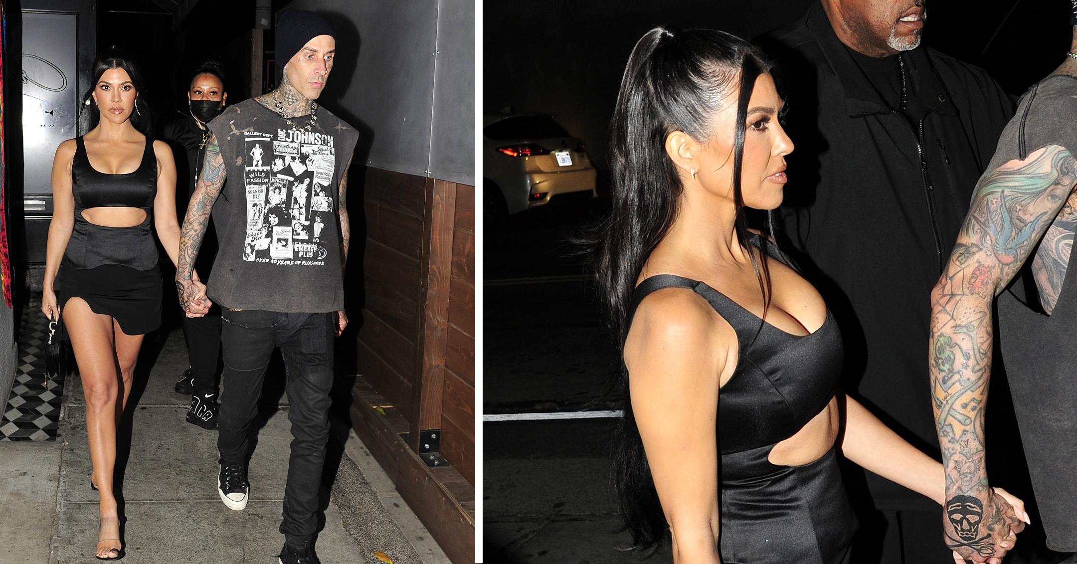 kourtney kardashian and travis barker dine at craigs in west hollywood