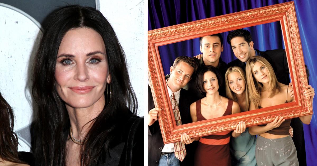 Composite photo of Courteney Cox and the 'Friends' cast. 