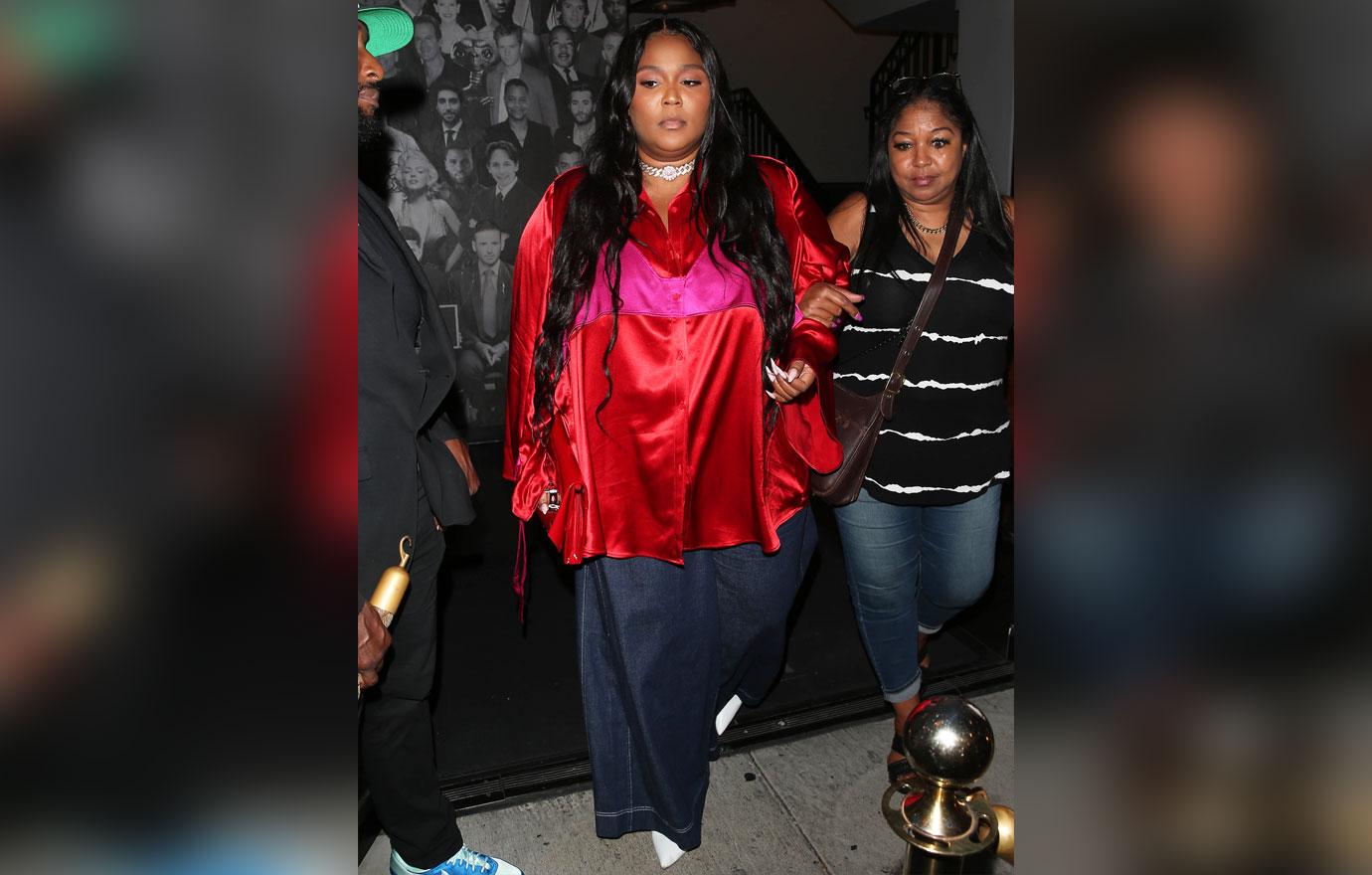 lizzo was all smiles as she was seen leaving dinner at catch restaurant in west hollywood ca