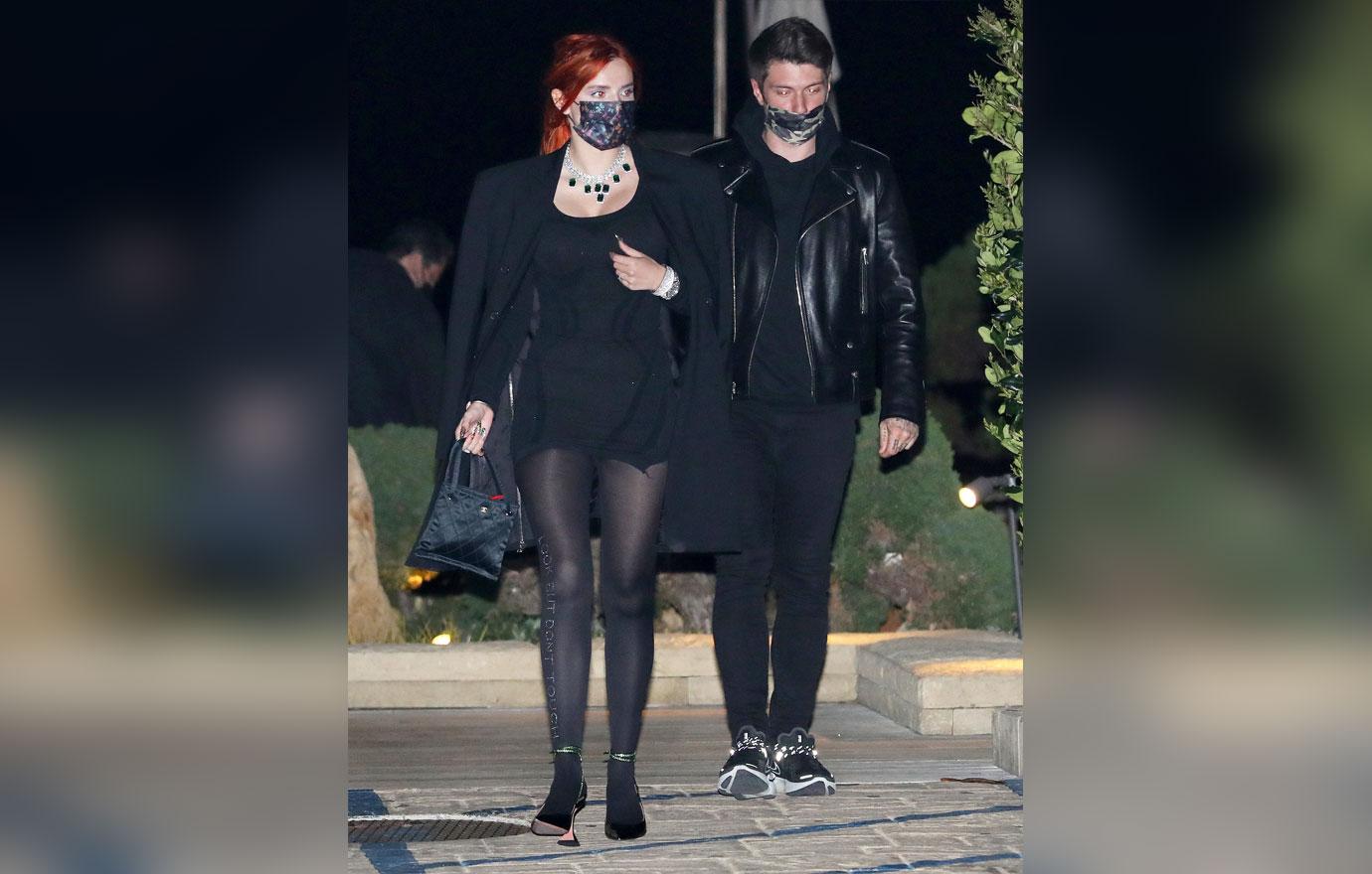 bella thorne and fiance benjamin mascolo walk hand in hand nobu malibu