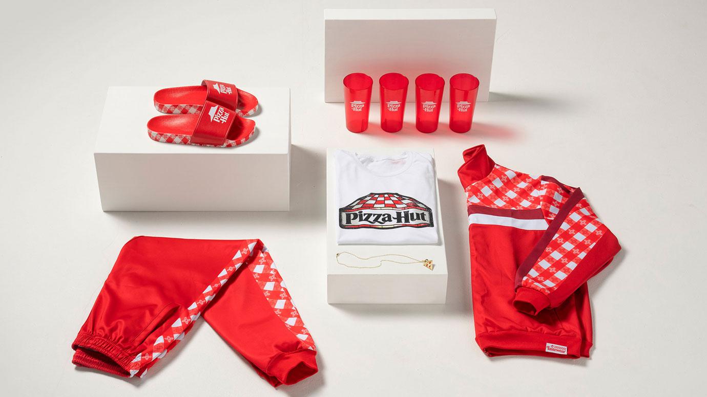 pizza hut launches its own streetwear collection featuring tracksuits and slides