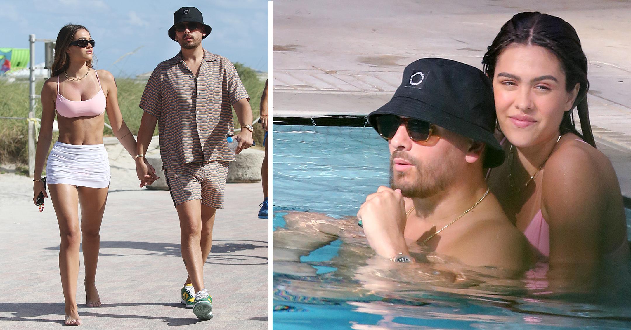 scott disick amelia hamlin hit the beach in miami