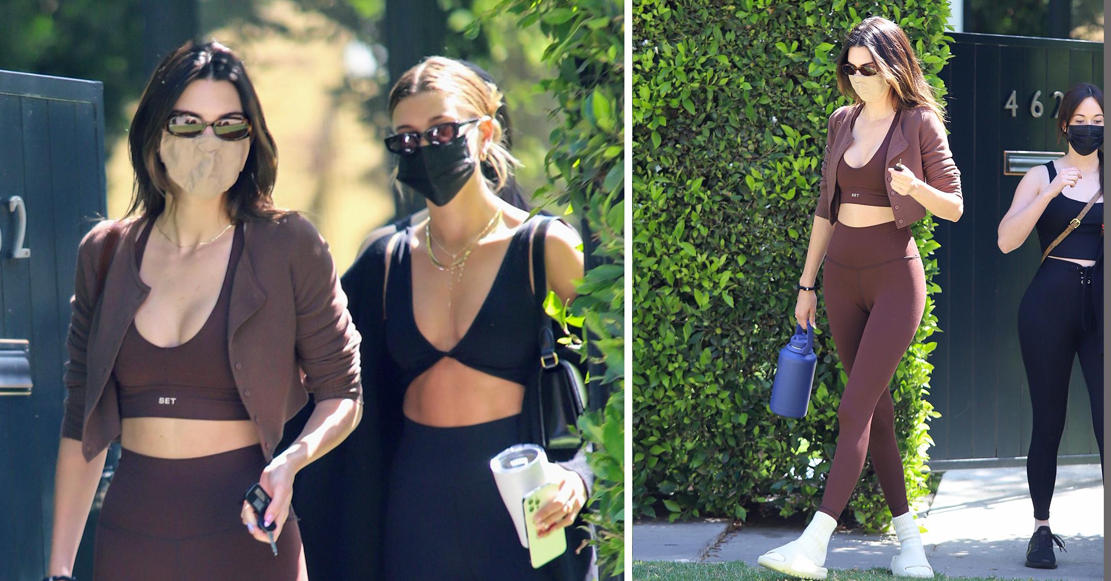 Kendall Jenner and Hailey Baldwin Wear Crops Tops and Leggings