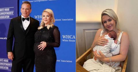Karoline Leavitt with her husband Nicholas Riccio; Karoline Leavitt with her daughter Viviana.