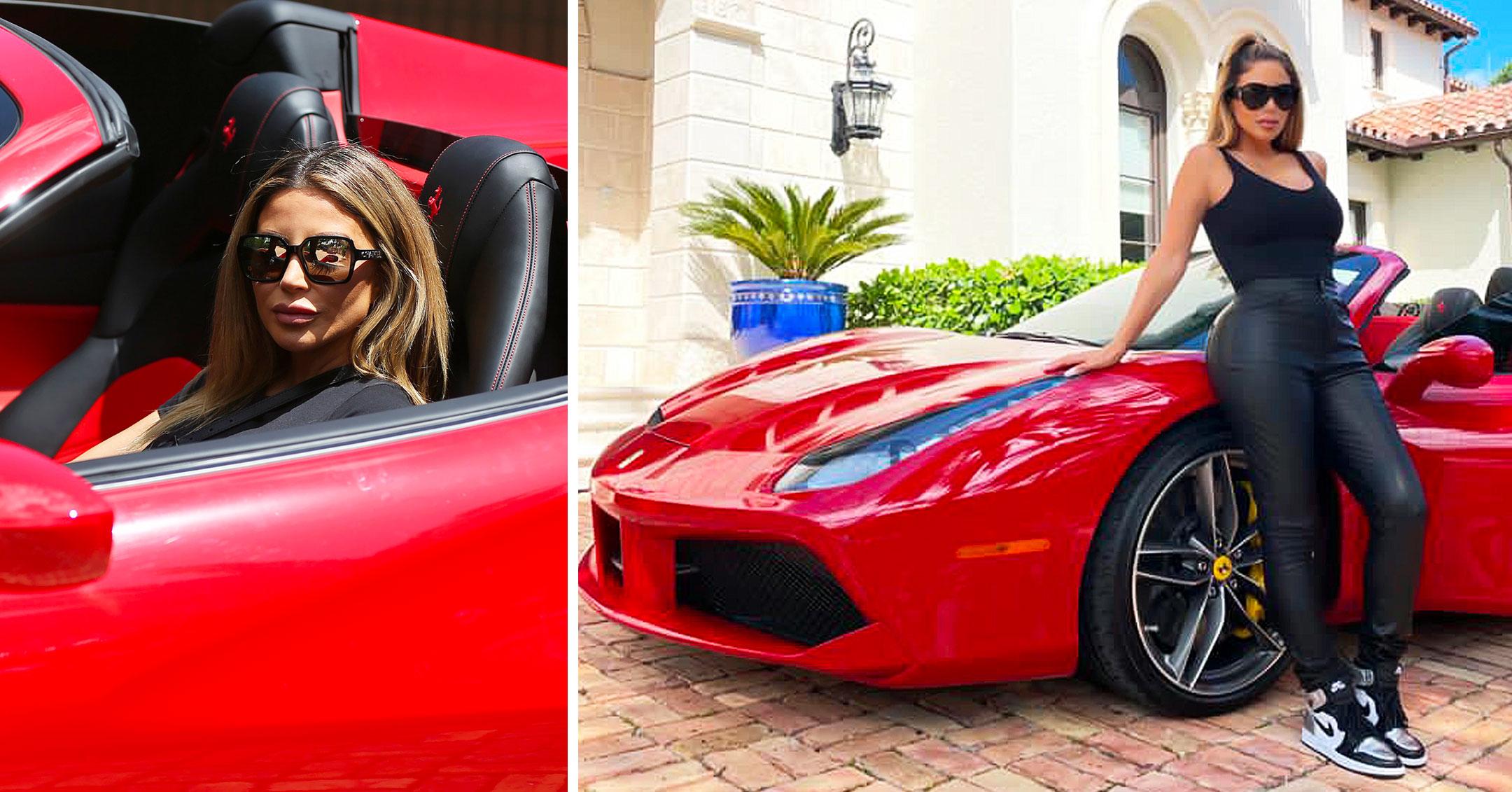 larsa pippen at the wheel of new ferrari mhf