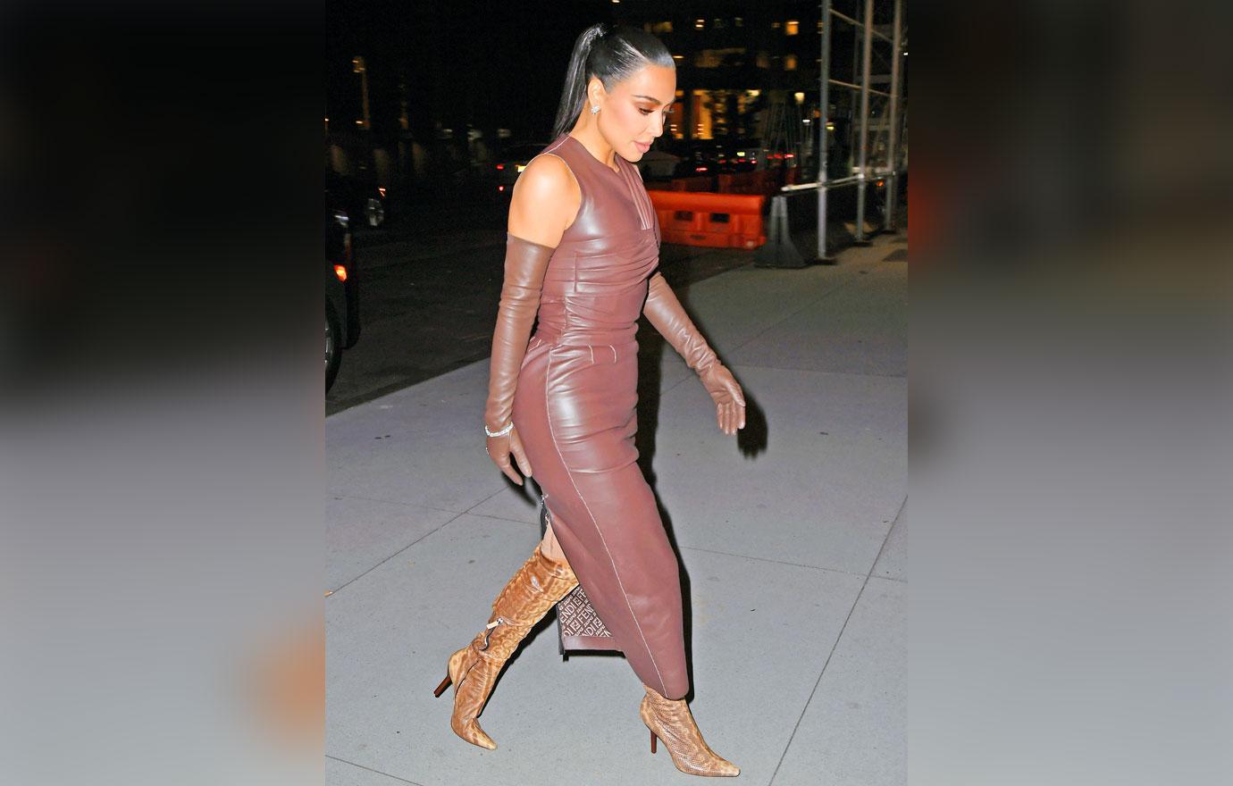 Kim Kardashian Wears Leather Dress From Fendi x Skims Collection: Photos