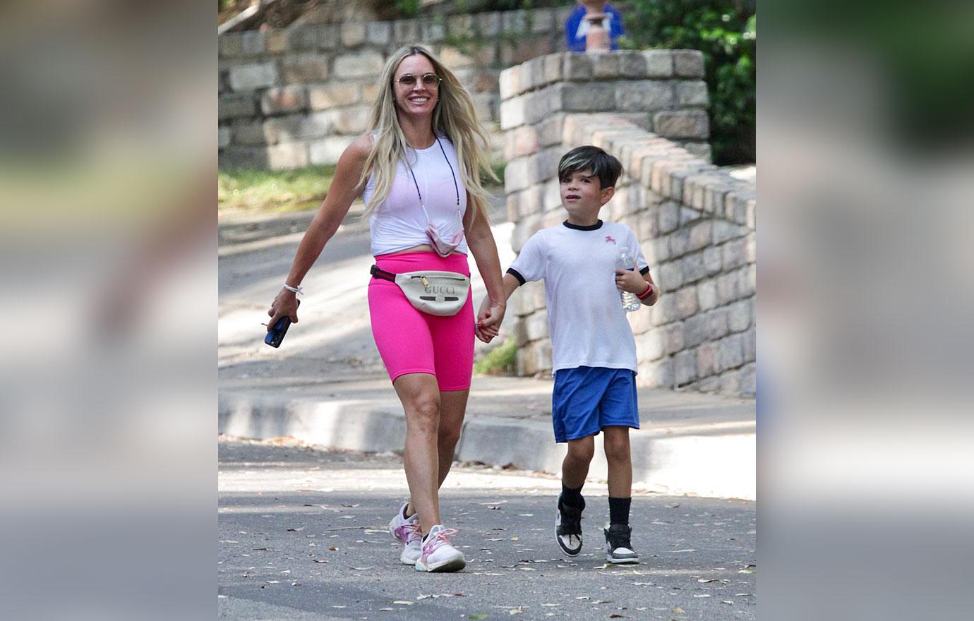 rhobh teddi mellencamp hikes with son in la