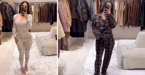 kim kardashian models skims pajamas pp
