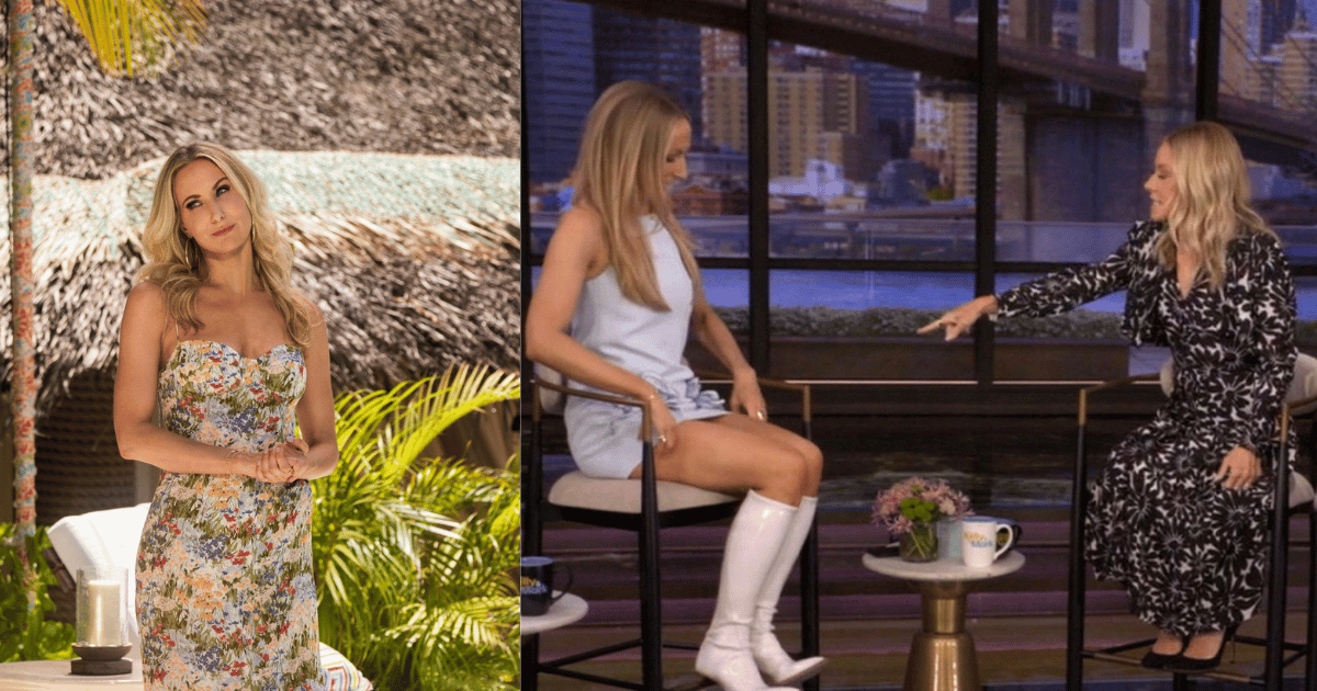 Nikki wore a chic powder blue mini dress.