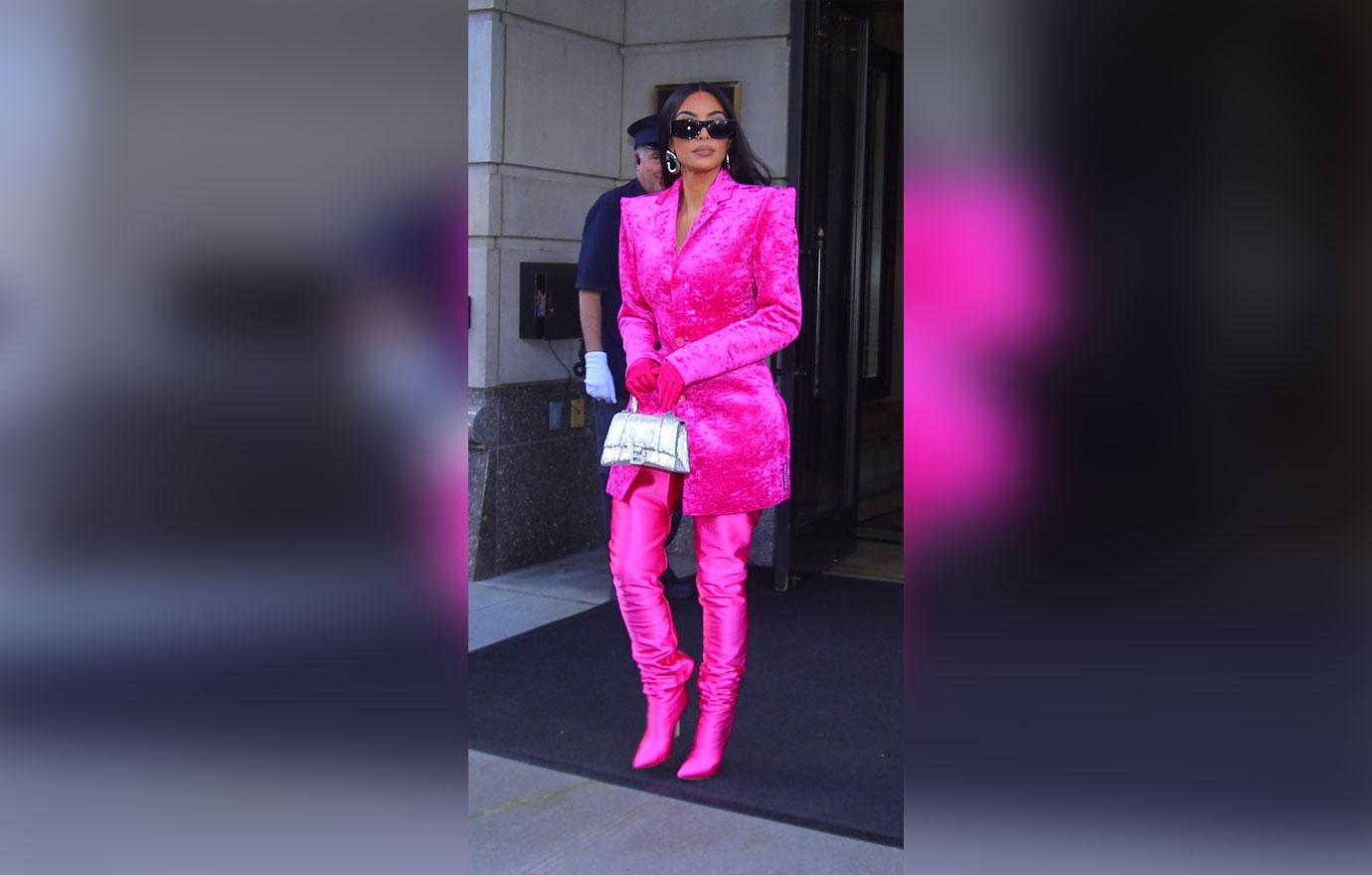 Kim Kardashian Stuns in All-Pink Ensemble – Complete with Gloves