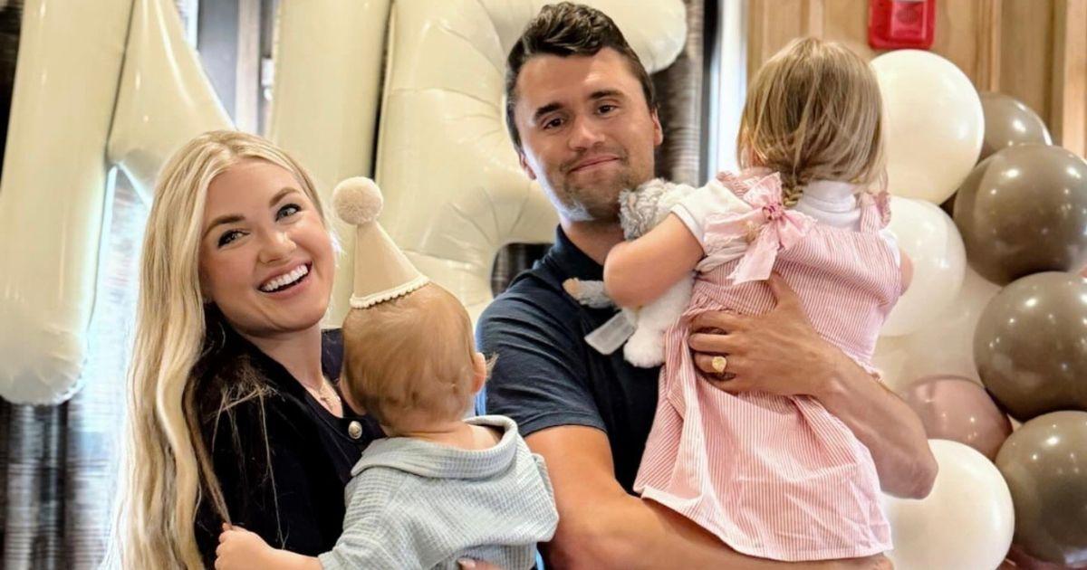 Erika Kirk and Charlie Kirk with their children.