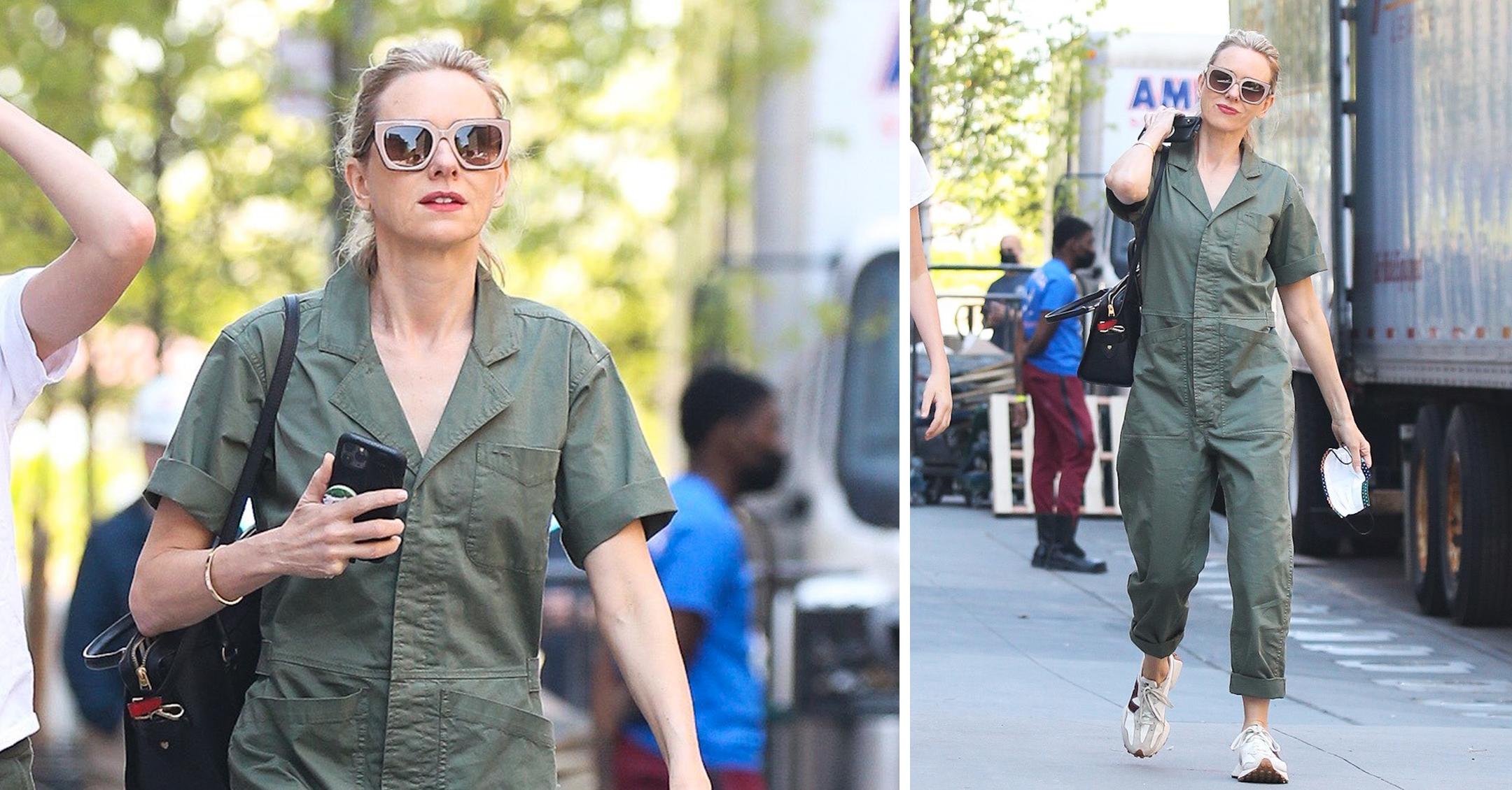 Actress Naomi Watts Wears Olive Green Jumpsuit In NYC: Photos