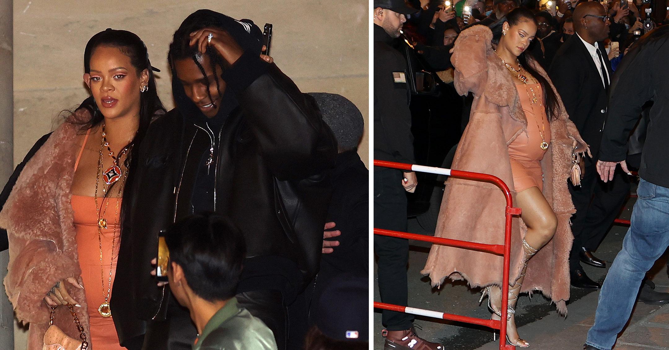 pregnant rihanna attends the off white show in paris asap rocky pp