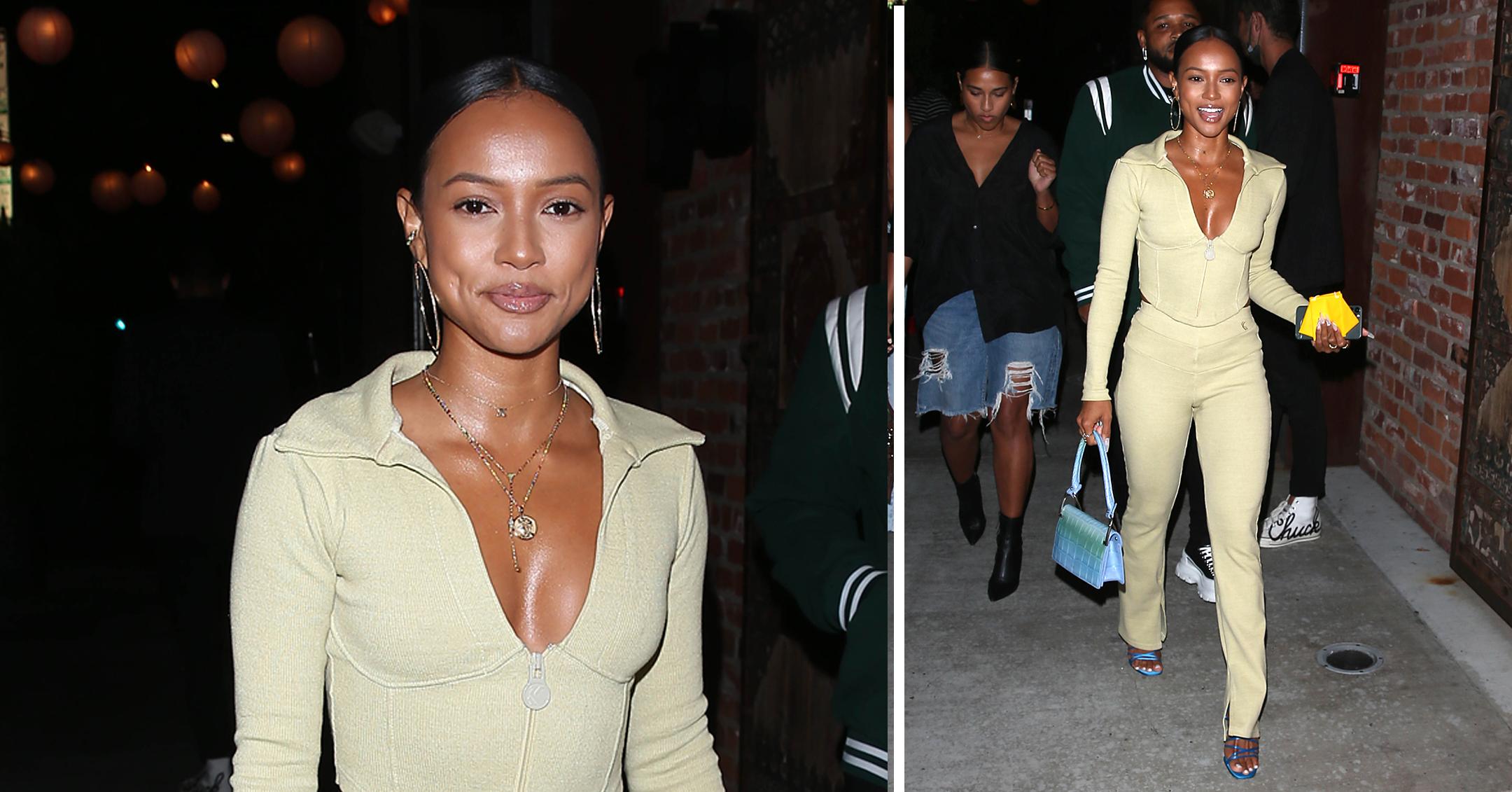 Karrueche Tran Wears Bright Jumpsuit In Hollywood: Photos