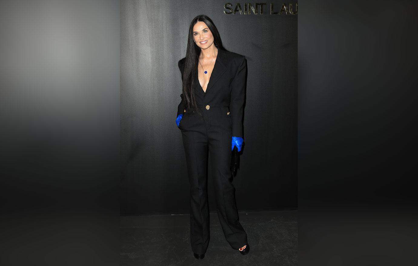 demi moore attends the saint laurent womenswear