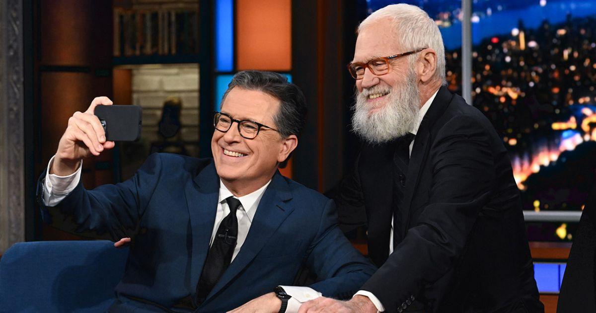 Stephen Colbert with David Letterman
