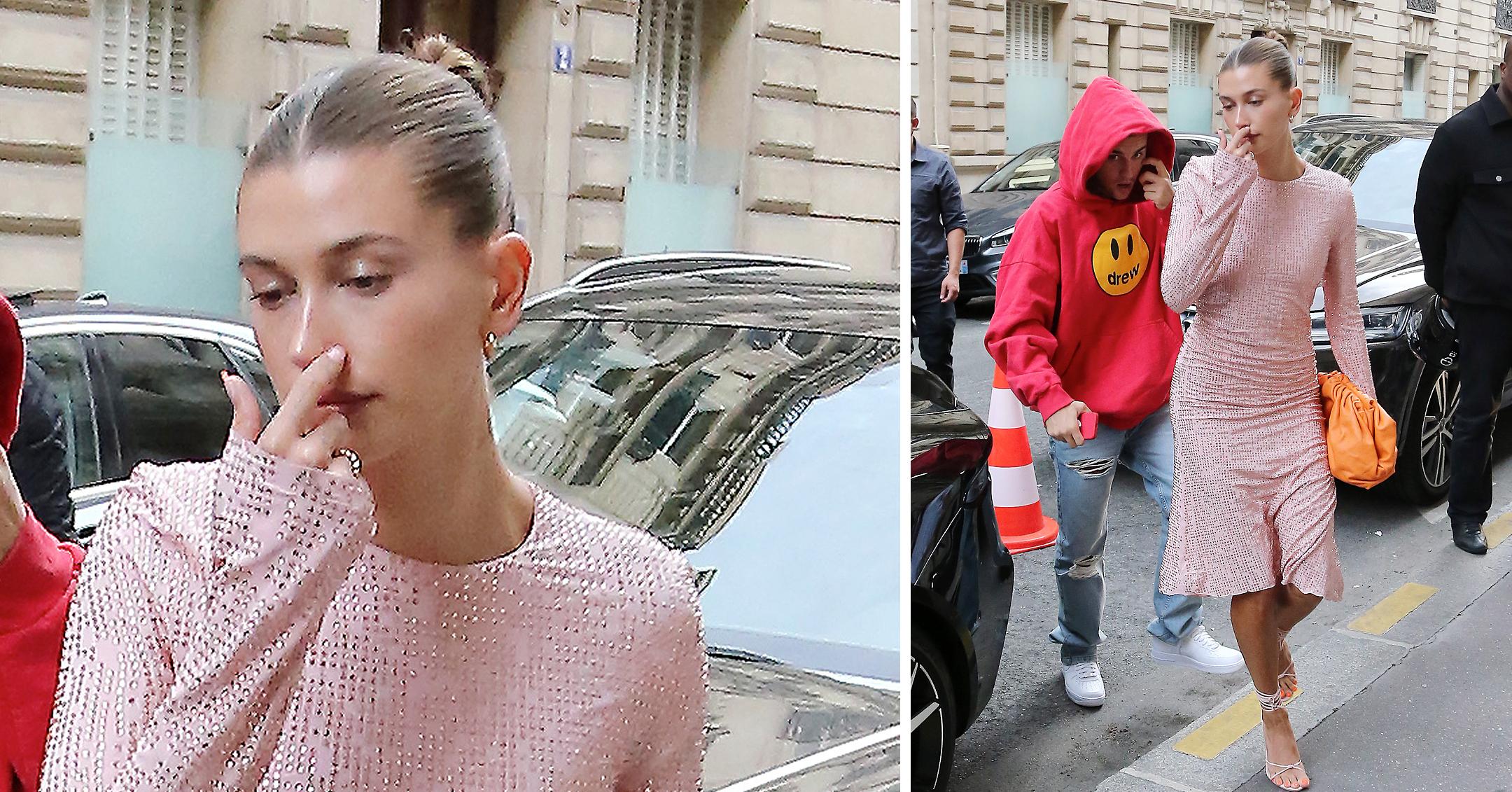 hailey bieber and justin bieber on the way to dinner in paris