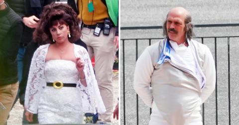 lady gaga wearing bride gown on house of gucci set mhf