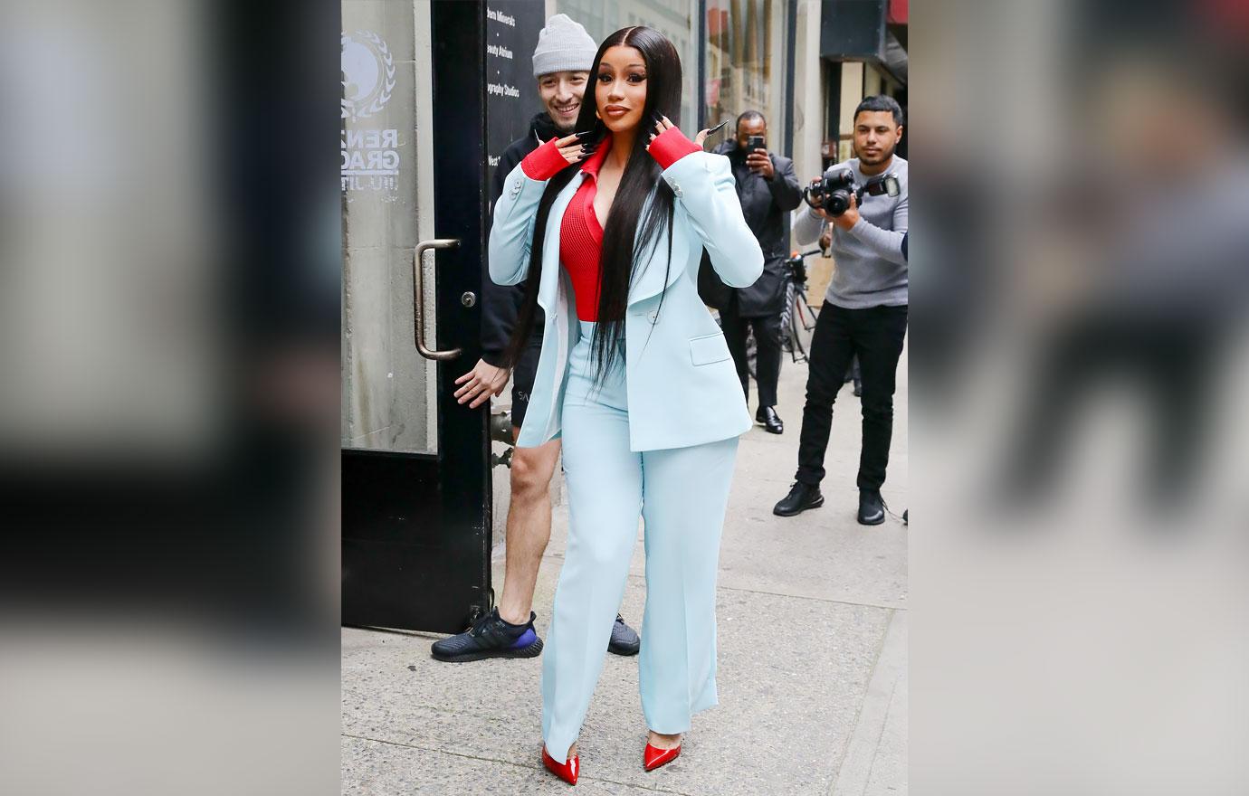 cardi b tailored suit