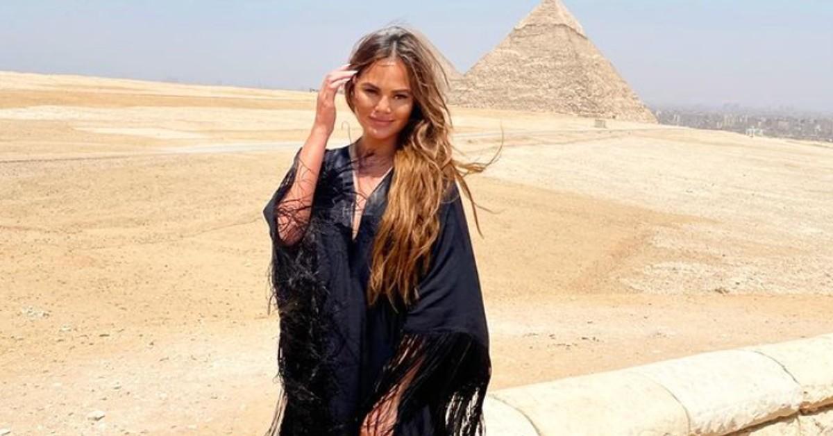 chrissy teigen egypt outfit shop