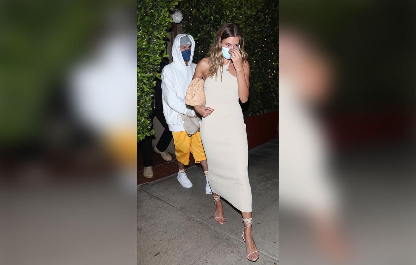 justin bieber hailey bieber grab dinner at giorgio baldi in santa monica