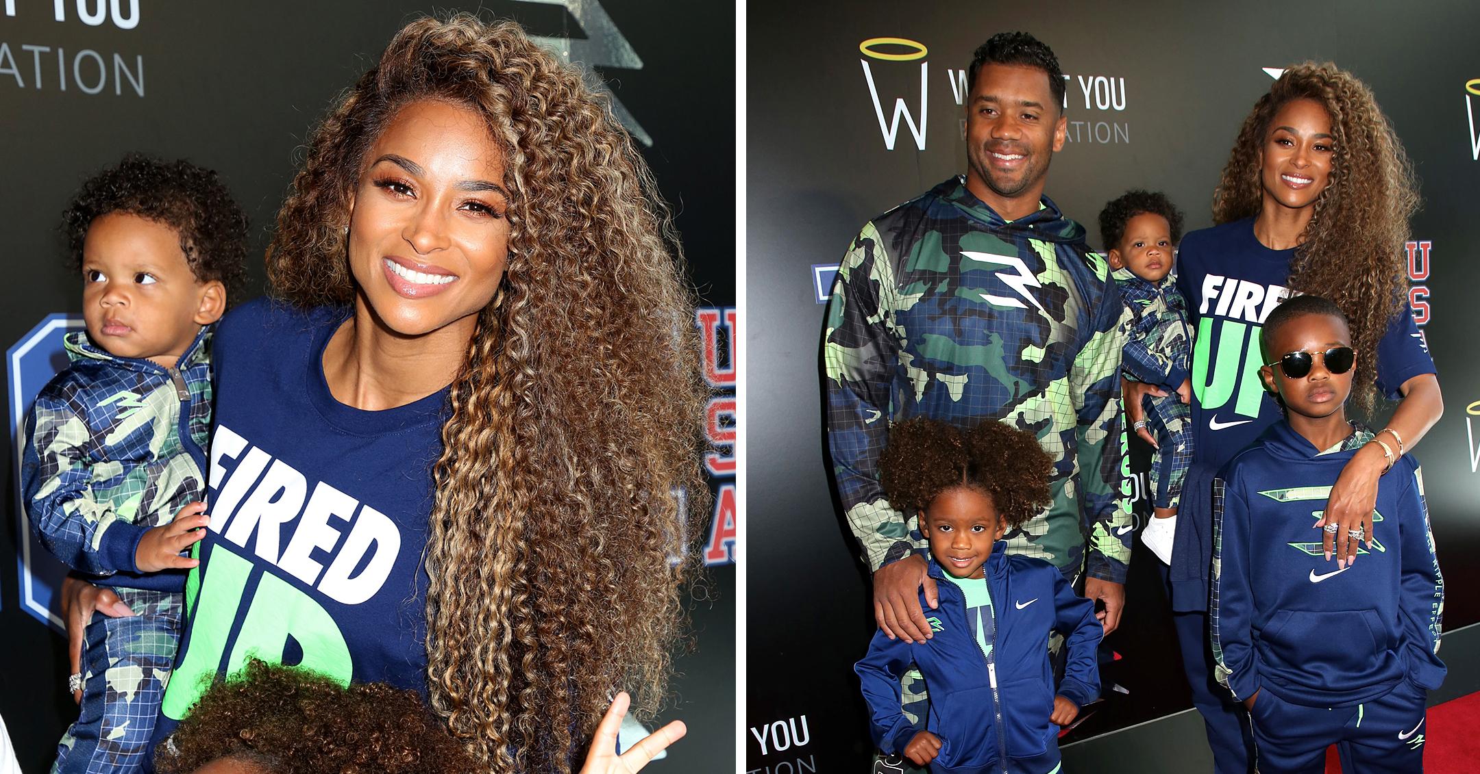 Ciara and kids kitted out in team gear as they root for Russell Wilson's  Seahawks against Falcons