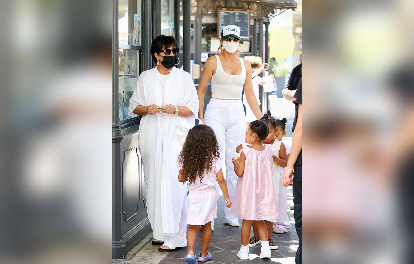 khloe kardashian and kris jenner take true stormi north and chicago for an ice cream outing at the grove