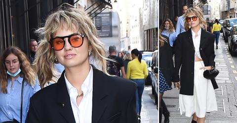debby ryan is seen out walking along the shops in rue saint honore