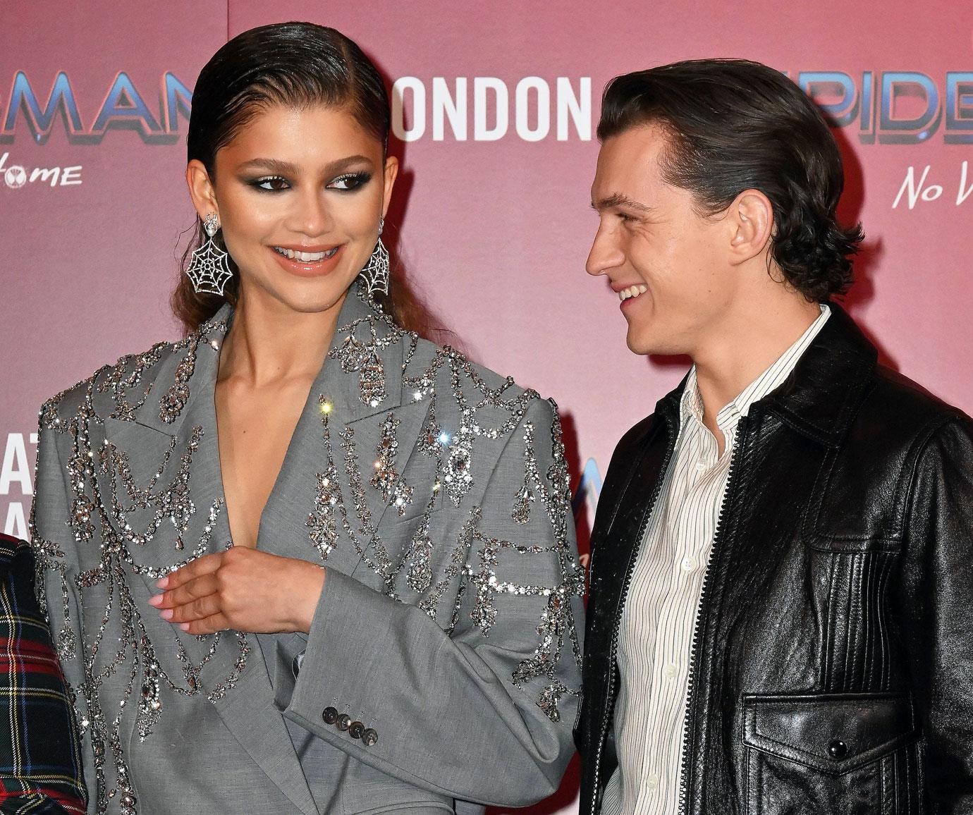 zendaya and tom holland attending spider man no way home photocall