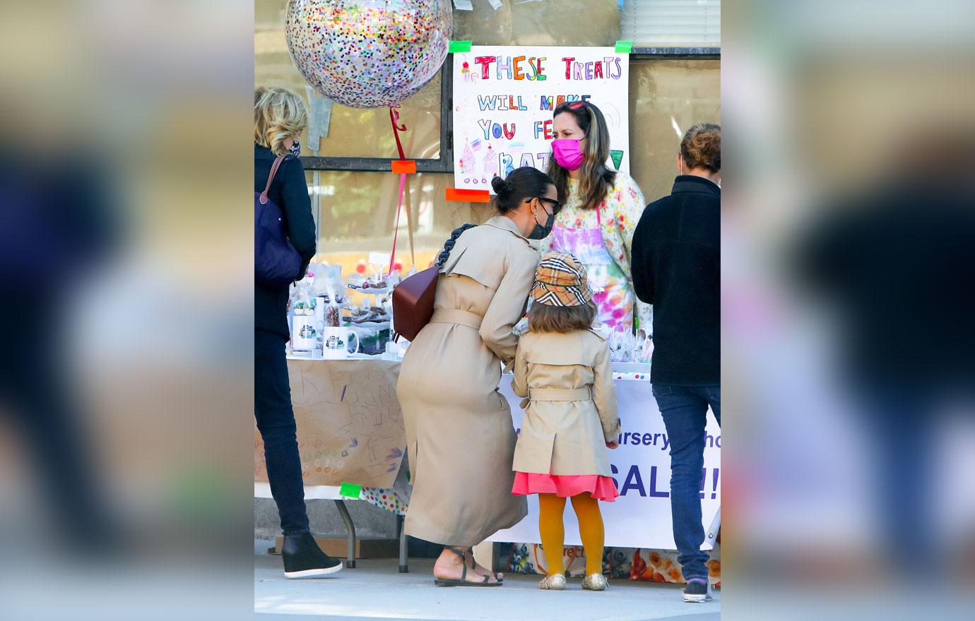 irina shayk and daughter run errands matching outfit nyc