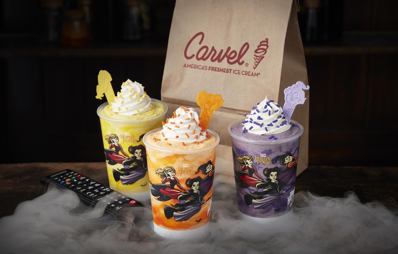 hocus pocus themed ice cream shakes carvel collectible cups spoons