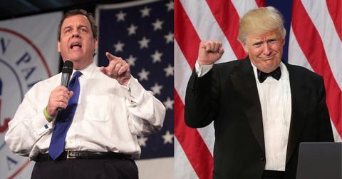 Chris Christie speaking at an event beside Donald Trump