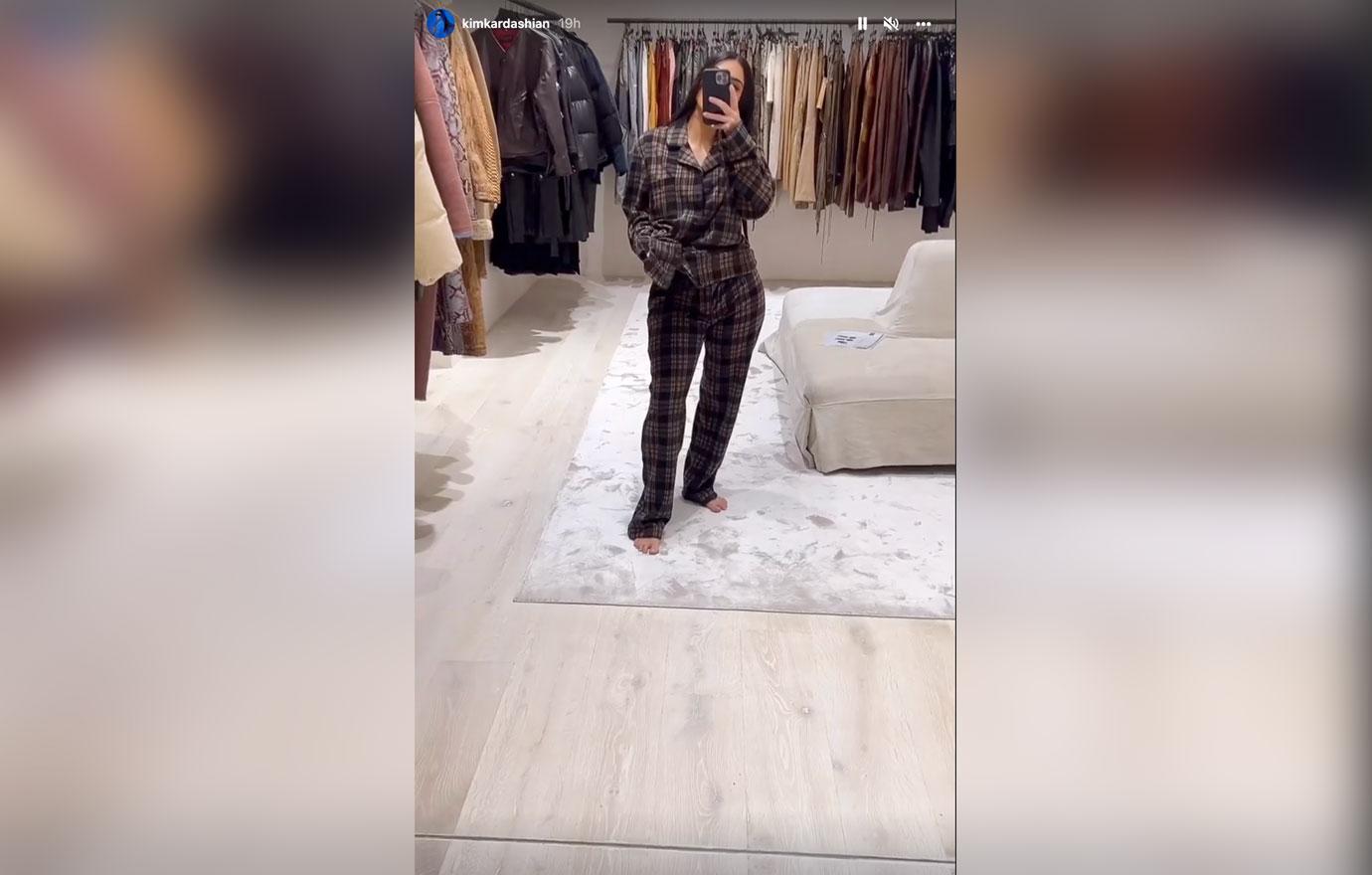 kim kardashian models skims pajamas