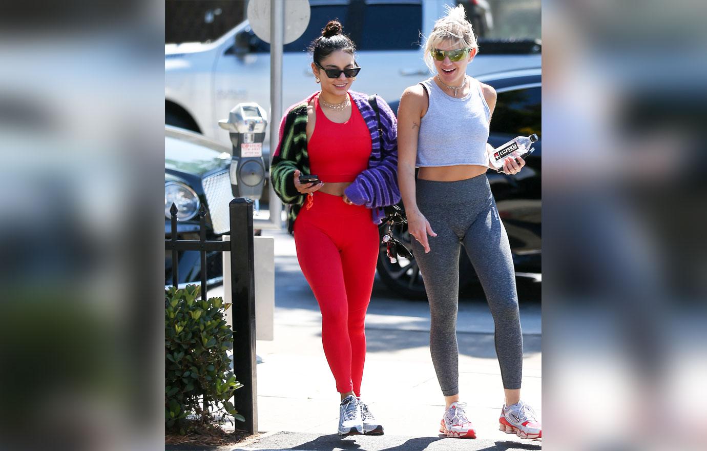 Vanessa Hudgens Is All Smiles In Vibrant Red Athleisure Set: Photos