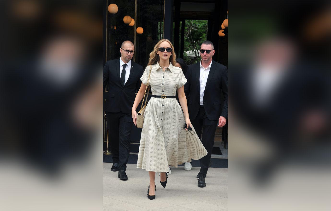 jennifer lawrence leaving hotel in paris