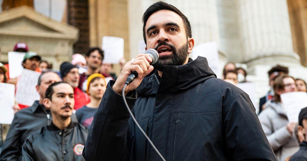 Zohran Mamdani speaking at an event