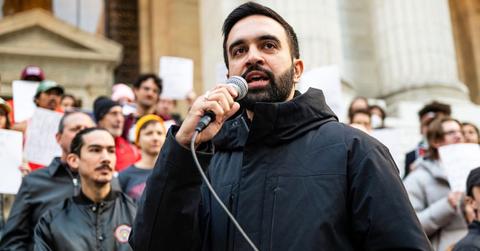 Zohran Mamdani speaking at an event