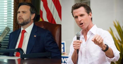 JD Vance and Gavin Newsom in a frame