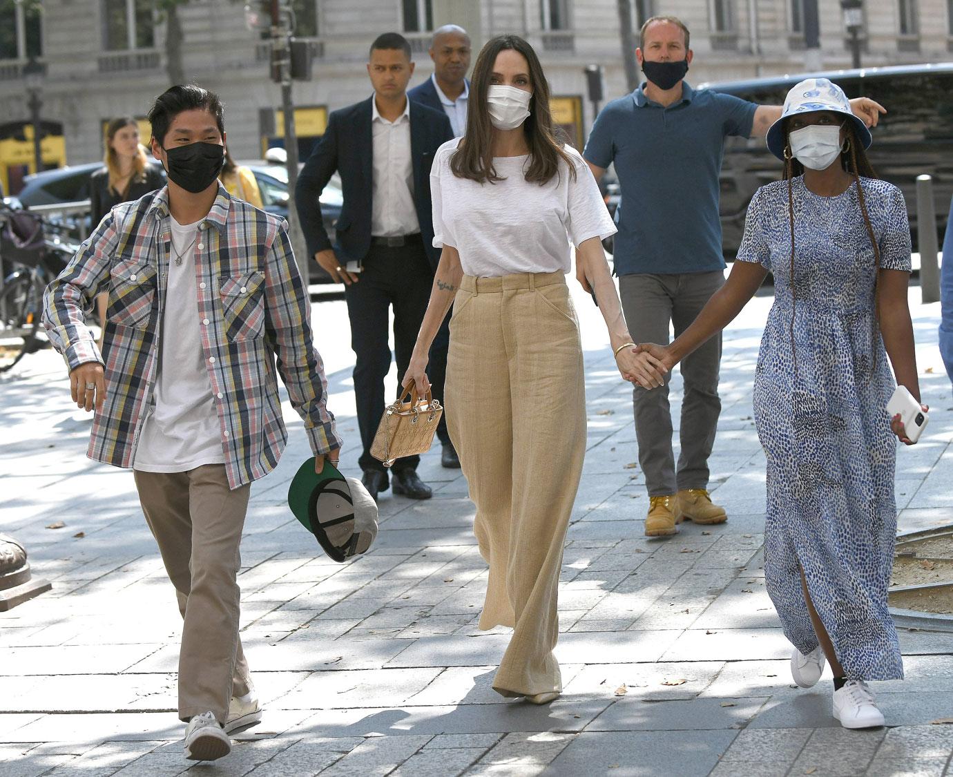 angelina jolie and kids shop in paris