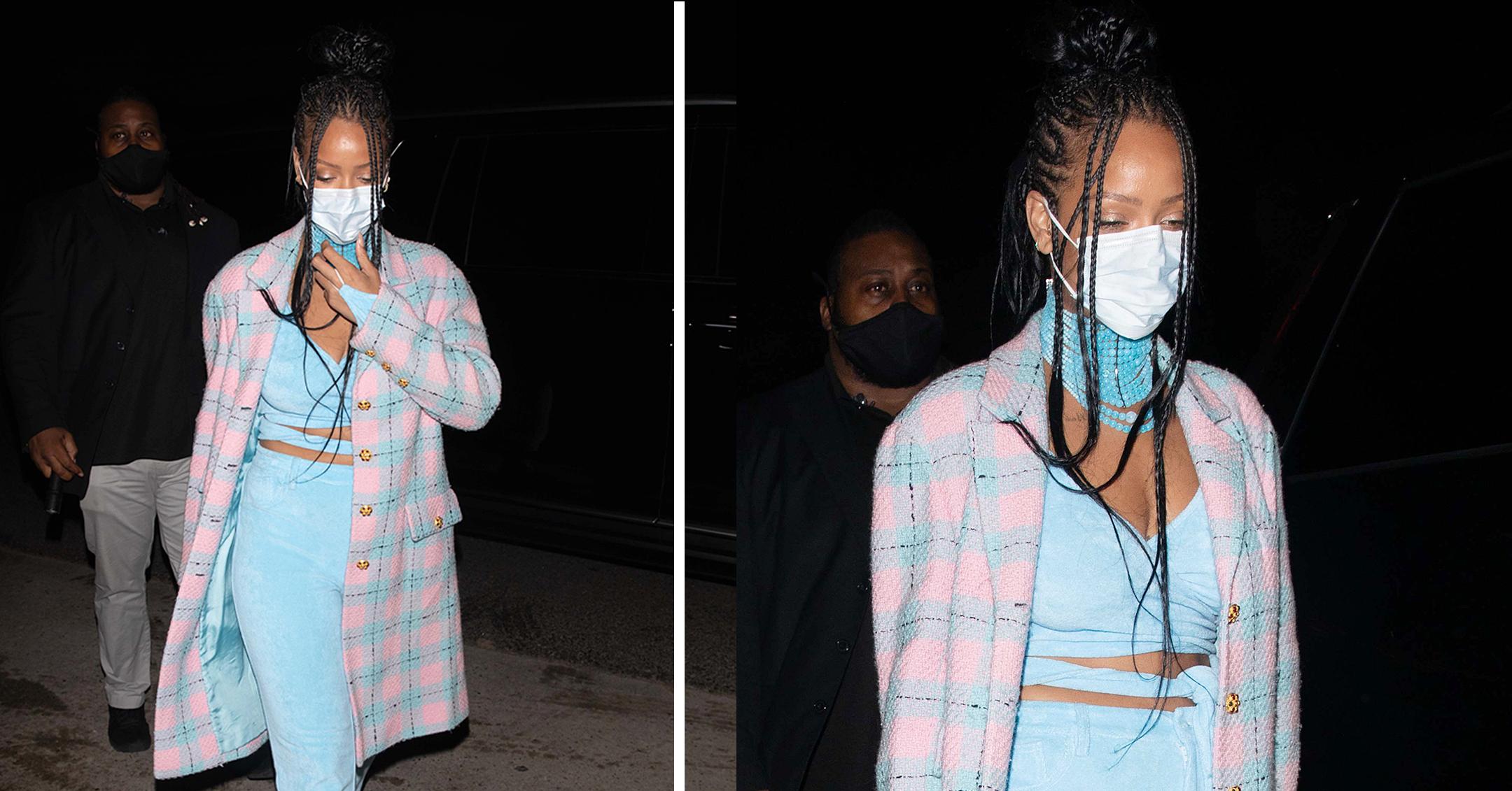 stylish rihanna exits italian restaurant giorgio baldi