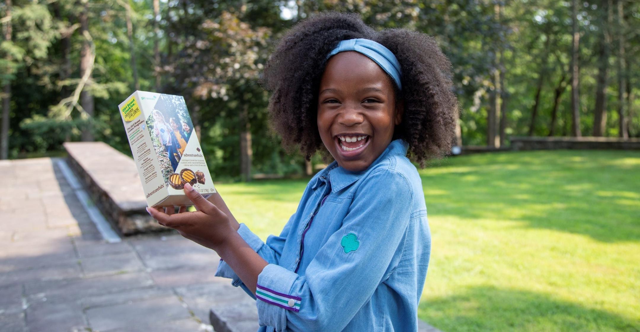 newest girl scouts cookie adventurefuls caramel creme infused brownies drizzled chocolate