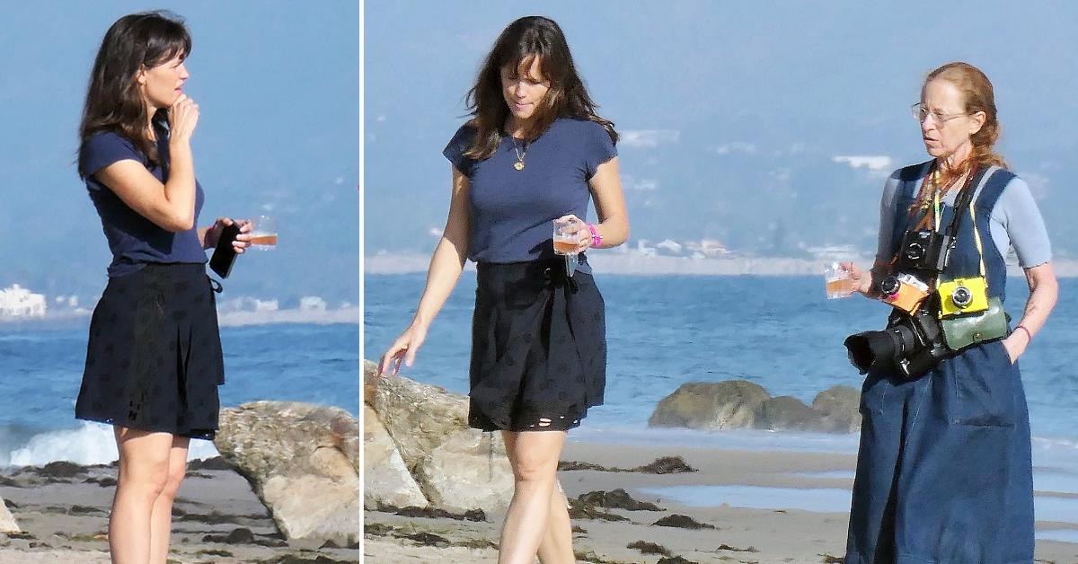 jennifer garner masters multitasking during photoshoot on the beach in santa barbara mhf