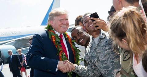 Donald Trump interacting with his supporters