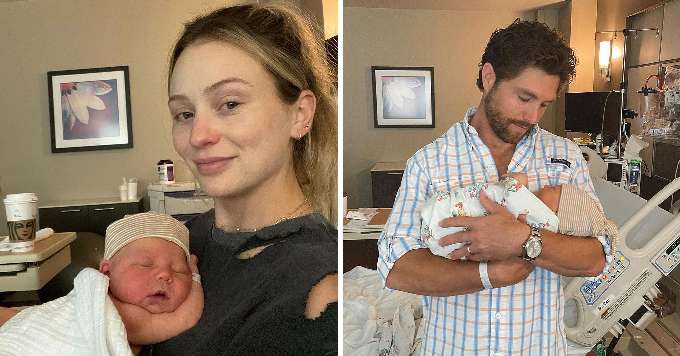 first time parents lauren bushnell chris lane dish on  week old son dutton