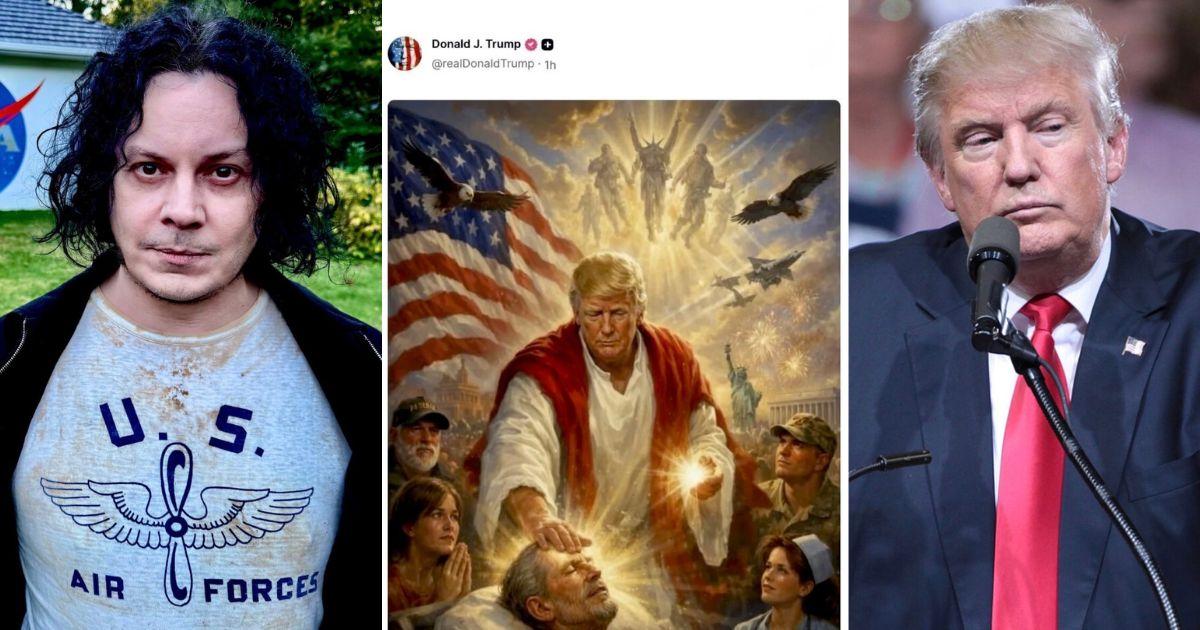 Jack White in a frame beside Donald trump