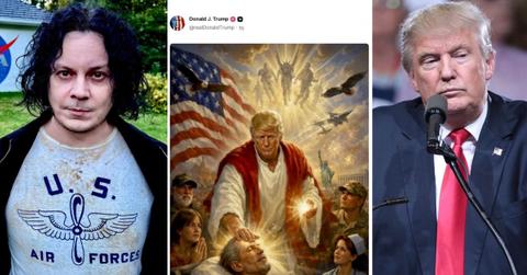Jack White in a frame beside Donald trump