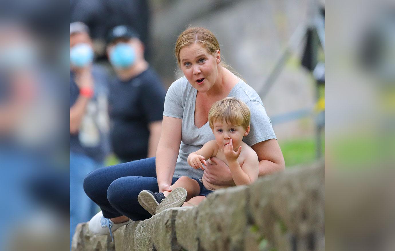 amy schumer and son gene on break from filming life and beth