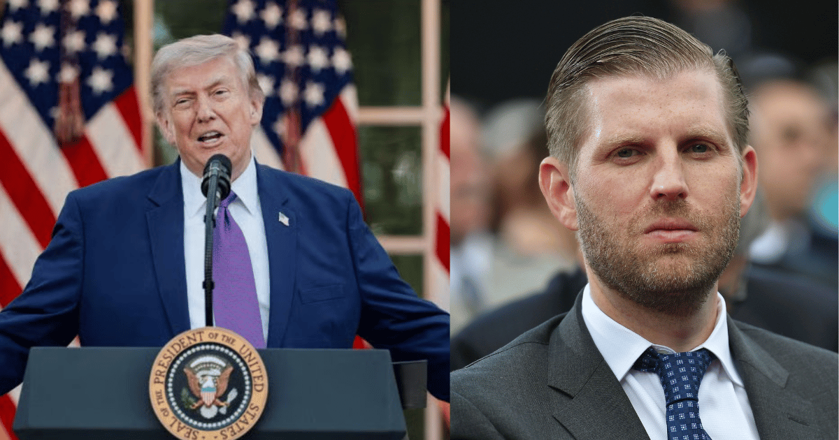 Donald Trump was trolled massively for calling his son Eric 'a great builder' while giving tour of renovations to Lara Trump.