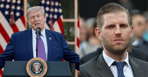 Donald Trump was trolled massively for calling his son Eric 'a great builder' while giving tour of renovations to Lara Trump.